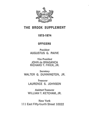 "Club House Of The Brook 1903-1974 Members' Annual"