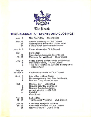 "Club House Of The Brook 1982 Members' Annual"