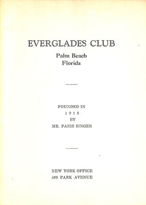 "The Everglades Club Palm Beach Members' Book" 1926