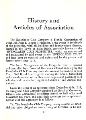 "The Everglades Club Palm Beach Members' Book" 1929