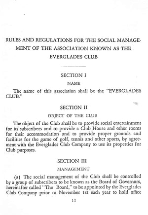 "The Everglades Club Palm Beach Members' Book" 1929