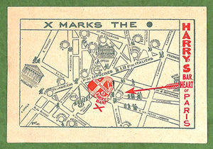 "Harry's New York Bar Paris c1940s Flyer Address Invite Card"