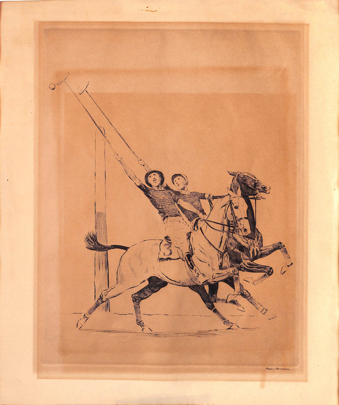 Paul Brown "Go Pony" Two Polo Players Drypoint