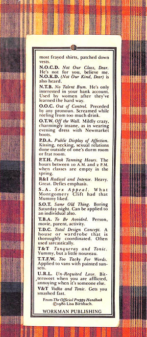 "The Official Preppy c1980 Bookmark"