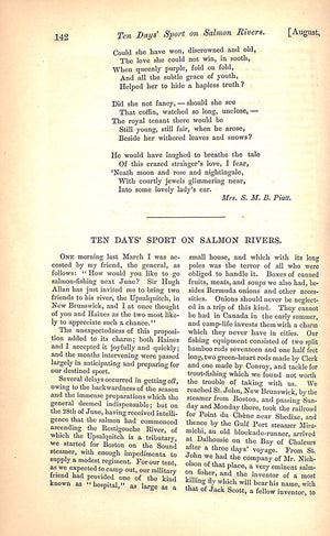 "Ten Days' Sport On Salmon Rivers: The Atlantic Monthly, Volume XXXVI" 1875 SAGE, Dean