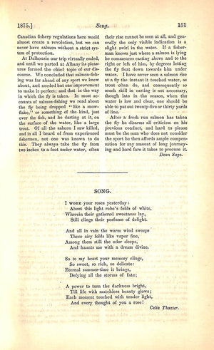 "Ten Days' Sport On Salmon Rivers: The Atlantic Monthly, Volume XXXVI" 1875 SAGE, Dean