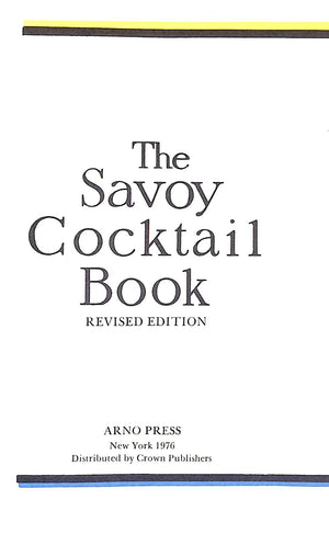 "The Savoy Cocktail Book" 1976 CRADDOCK, Harry