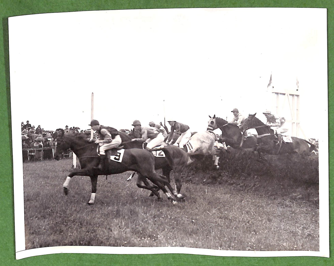 Over First Jump In The Billy Barton Steeplechase At The Radnor Hunt Meet c1938 B&W Photograph