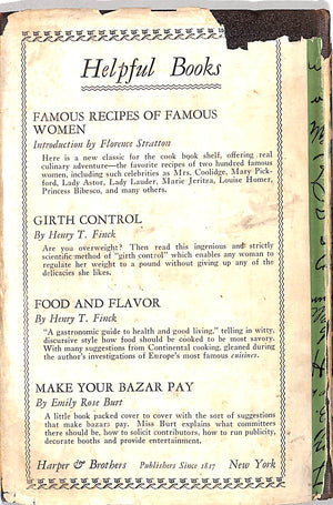"Favorite Recipes Of Famous Women" 1925 STRATTON, Florence [foreword by]