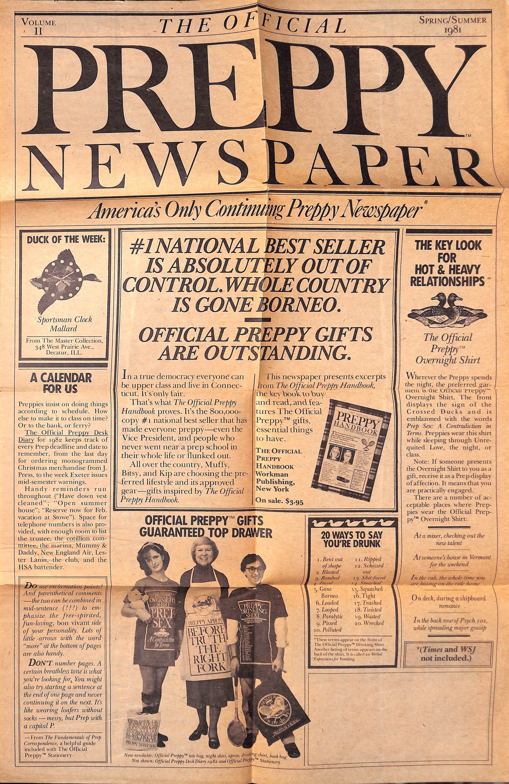 The Official Preppy Newspaper Vol II Spring/ Summer 1981