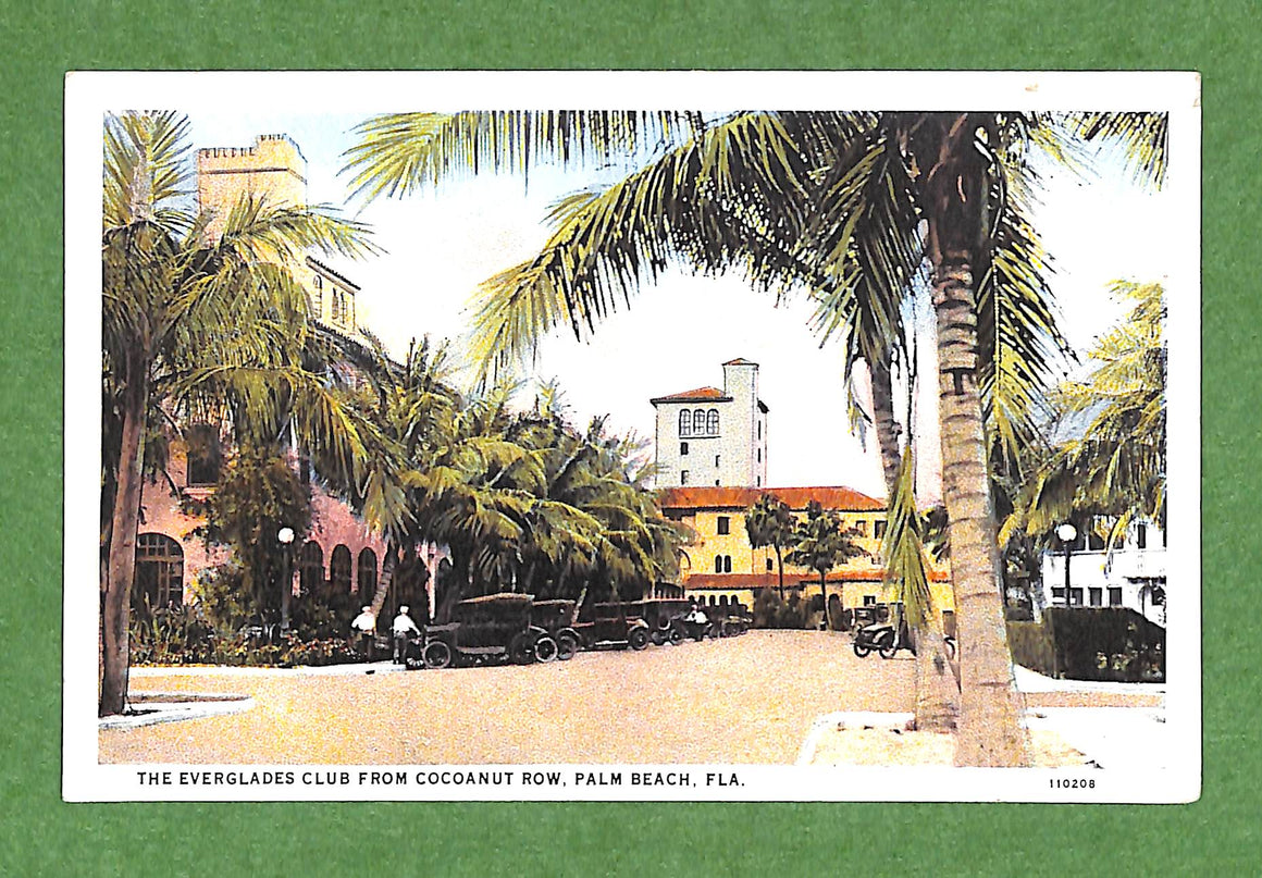 The Everglades Club From Cocoanut Row, Palm Beach, Fla. 1928 Postcard