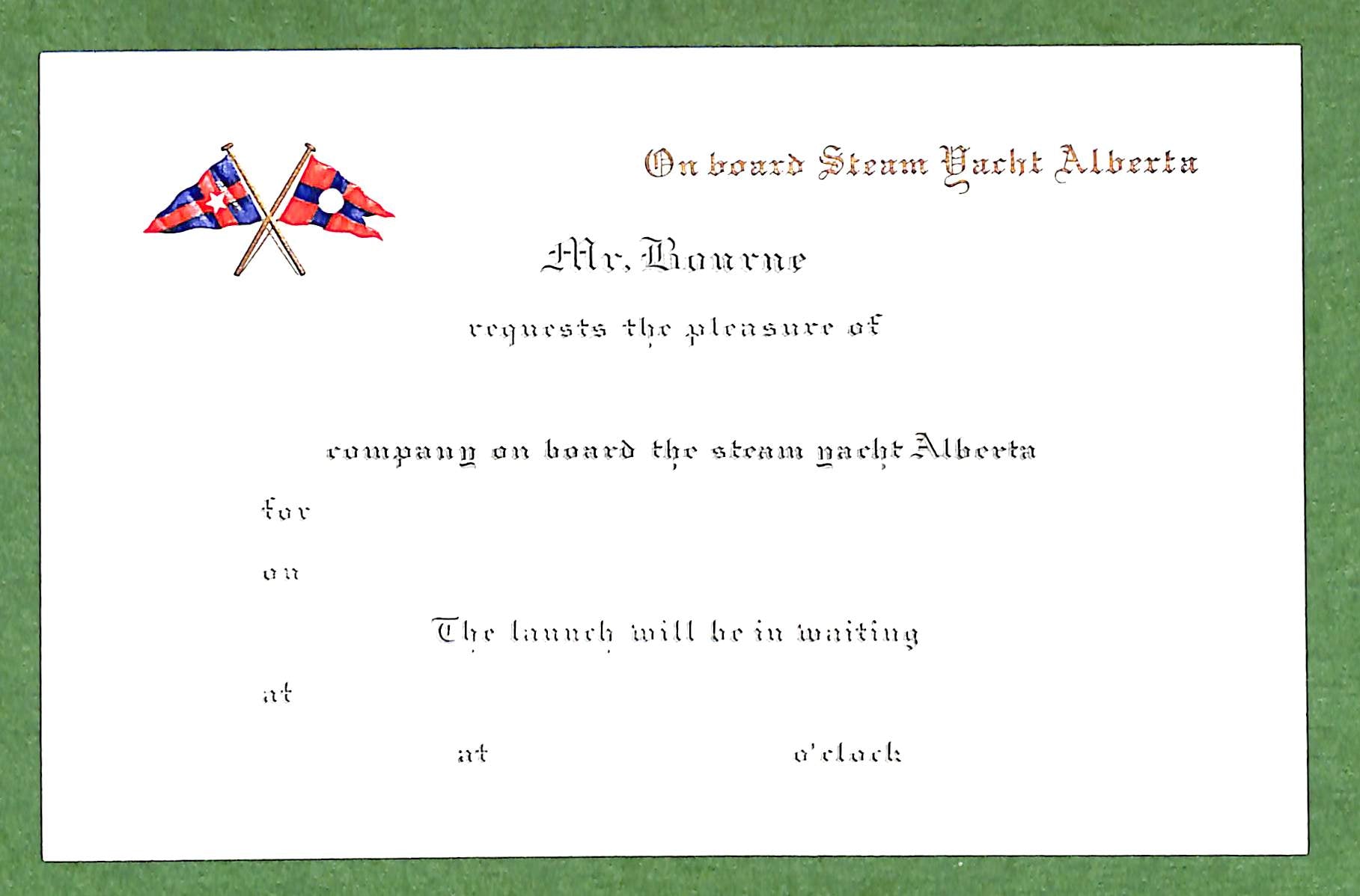 New York Yacht Club x Steam Yacht Alberta Tiffany & Co. Engraved Stationery w/ 2 Placecard Holders & Postcard