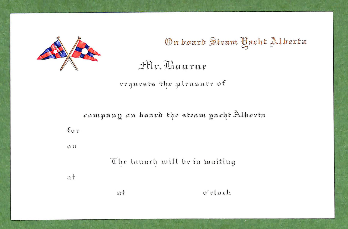 New York Yacht Club x Steam Yacht Alberta Tiffany & Co. Engraved Stationery w/ 2 Placecard Holders & Postcard