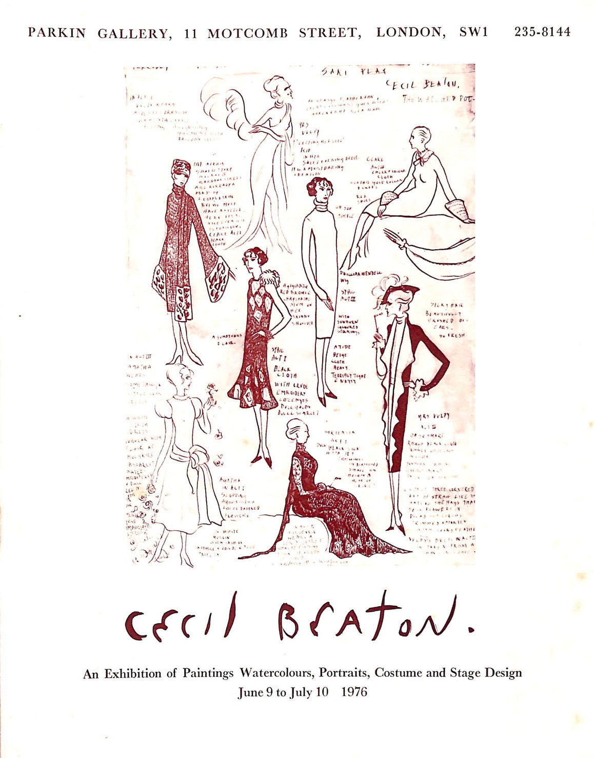 "Cecil Beaton: An Exhibition of Paintings Watercolours, Portraits, Costumes And Stage Design" 1976 Parkin Gallery London Catalogue