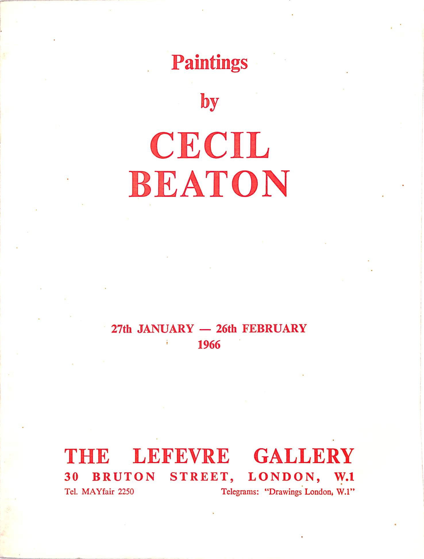 Paintings by Cecil Beaton 27th January - 26th February The Lefevre Gallery