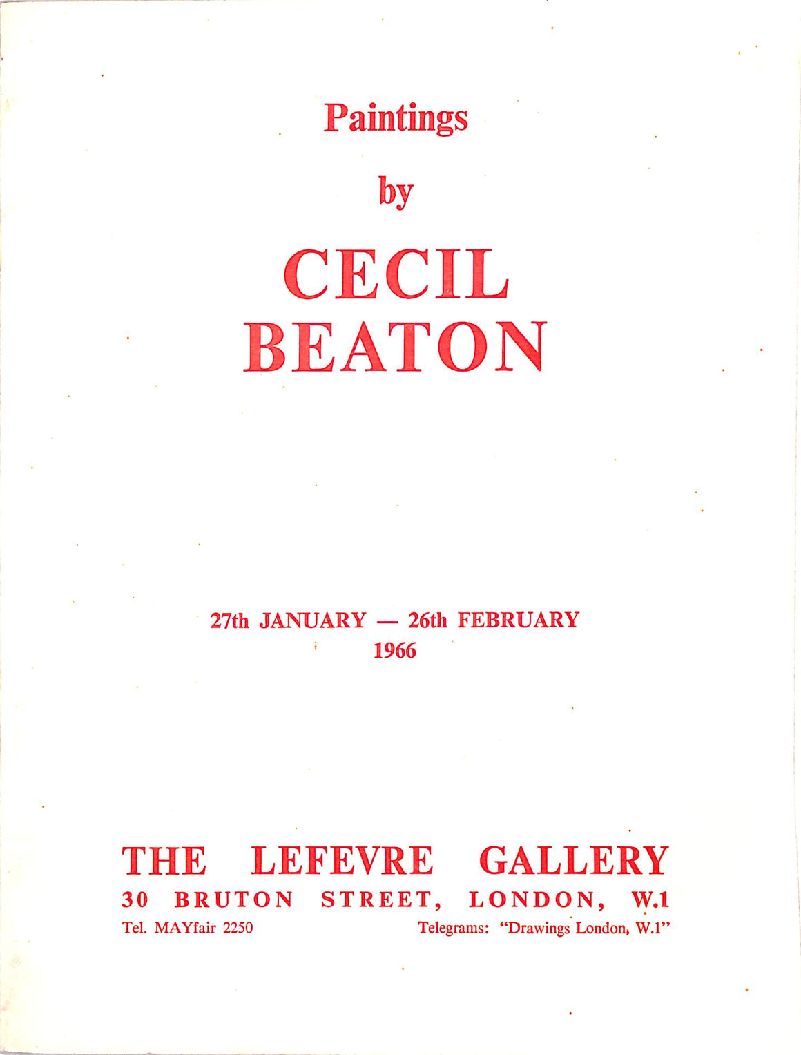 Paintings by Cecil Beaton 27th January - 26th February The Lefevre Gallery