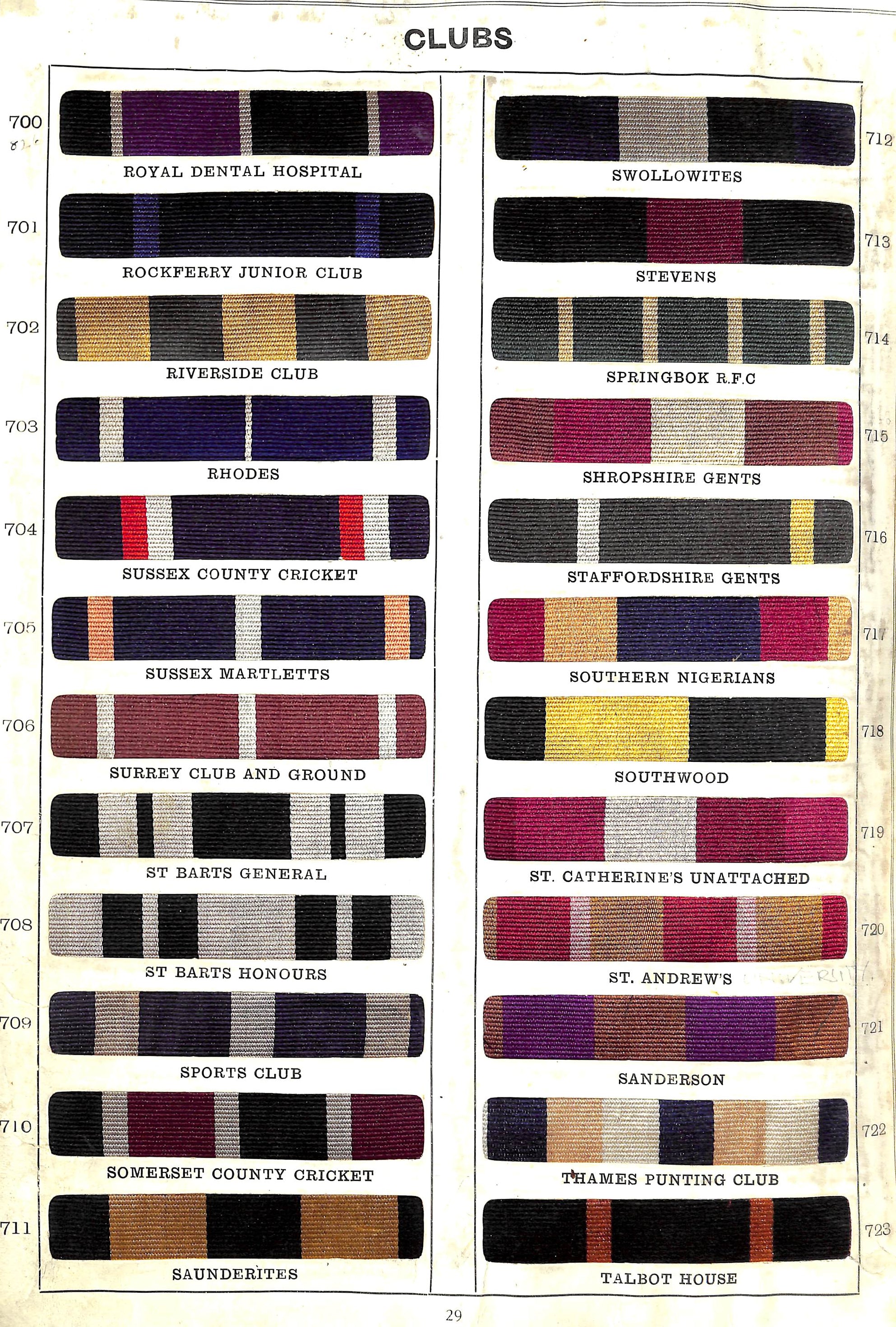 Regimental, Old Boys, School & Club Colours. 1937 Book Of Swatches