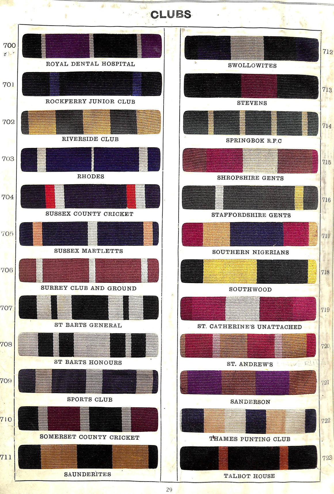 Regimental, Old Boys, School & Club Colours. 1937 Book Of Swatches