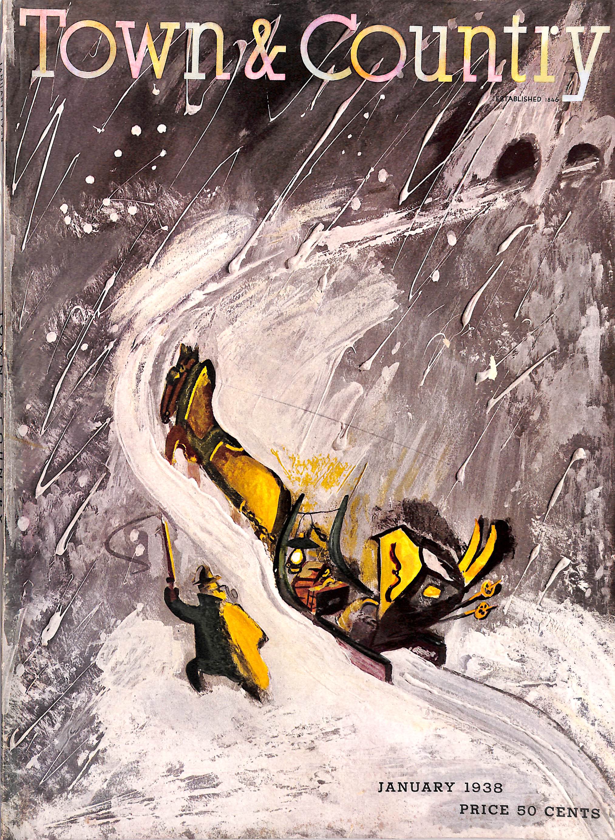 Town & Country January 1938 w/ Ludwig Bemelmans Cover Artwork