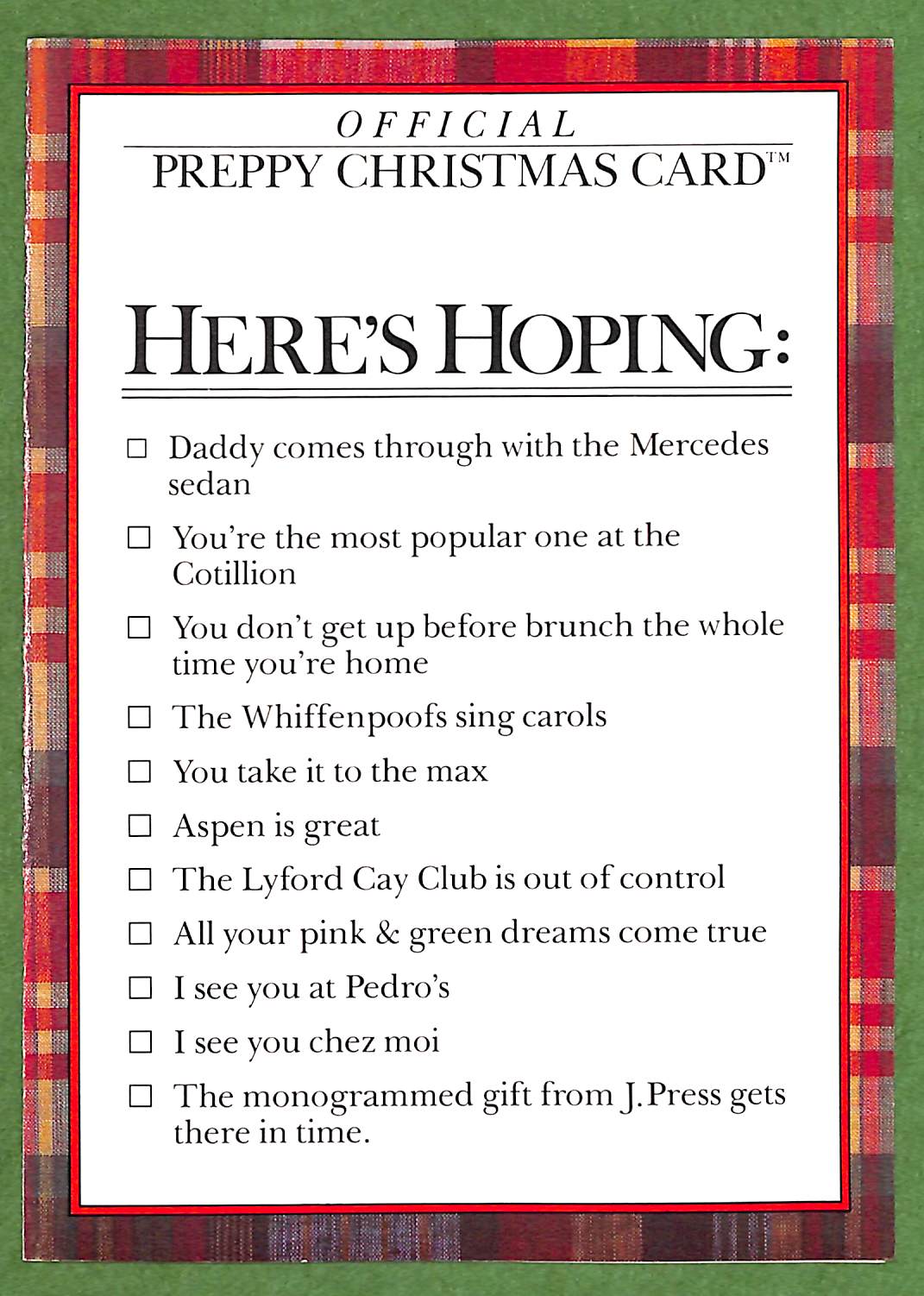 The Official Preppy Christmas Card 1981