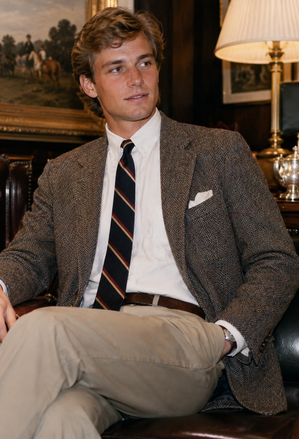 O'Connell's x Harris Tweed Brown Herringbone w/ Windowpane Sport Coat Sz 44R (LNWOT)