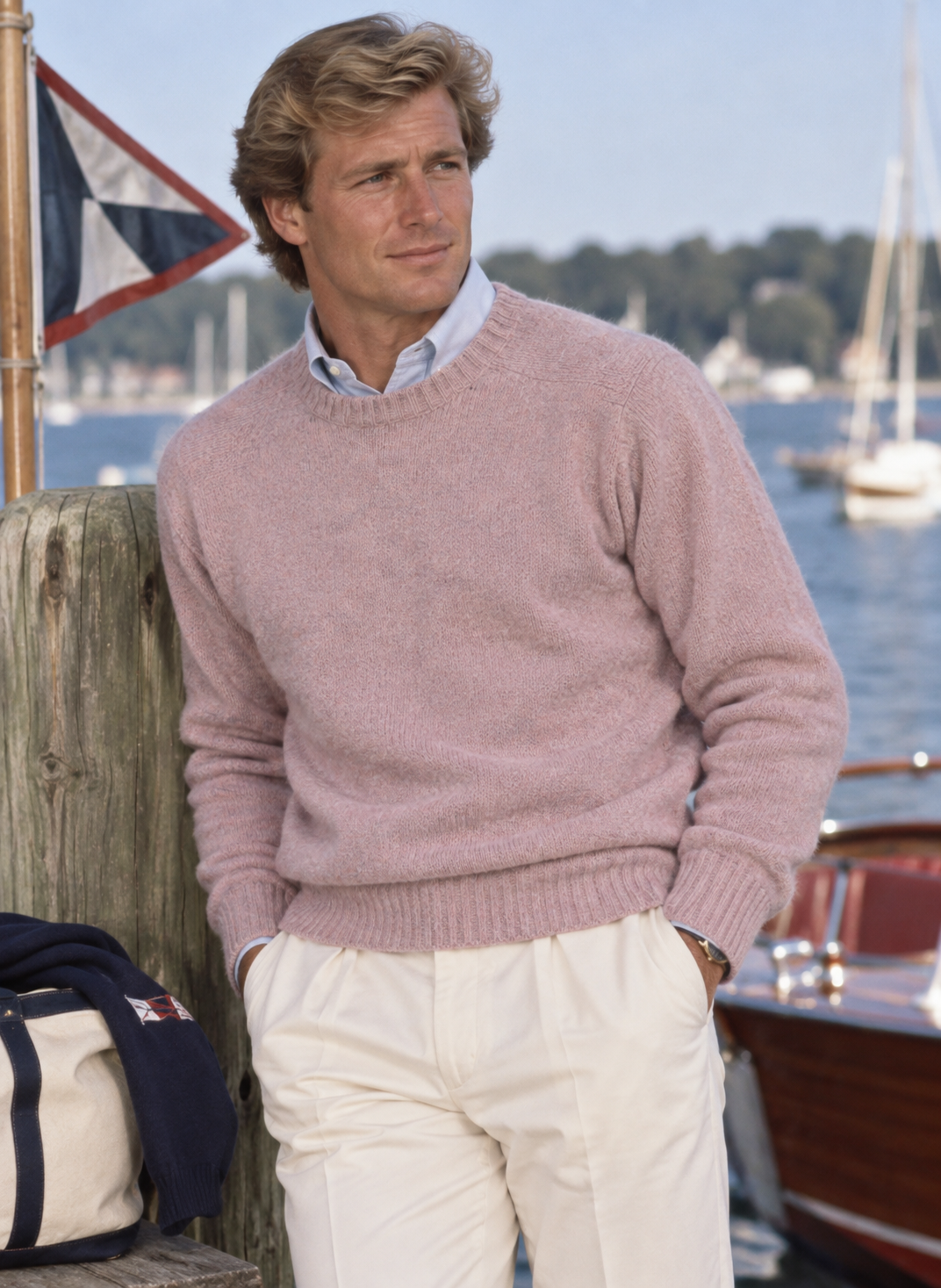 "Harley of Scotland Dusty Rose Shaggy Dog Shetland Crewneck Sweater" Sz L (NWT)