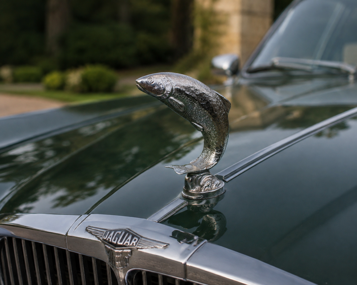 Lejeune Chrome Leaping Salmon Car Mascot