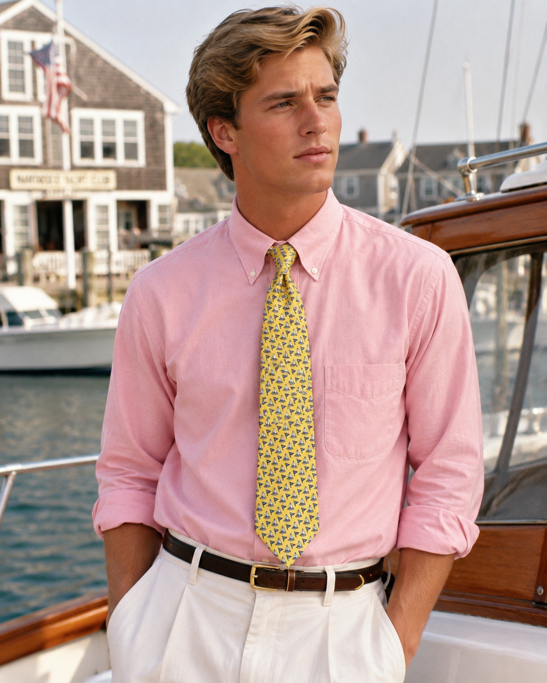 Nantucket Yacht Club x VV Yellow Silk NYC Burgee/ Sailboat Members' Tie (NWT)