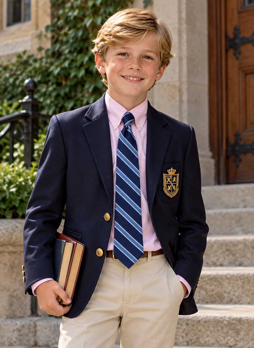 Phillips Academy Navy/ Blue Repp Stripe Boys' School Tie