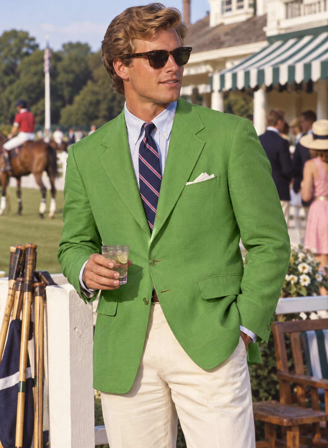 "Chipp G&T Lime Green Moygashel Irish Linen Blazer" Sz 40