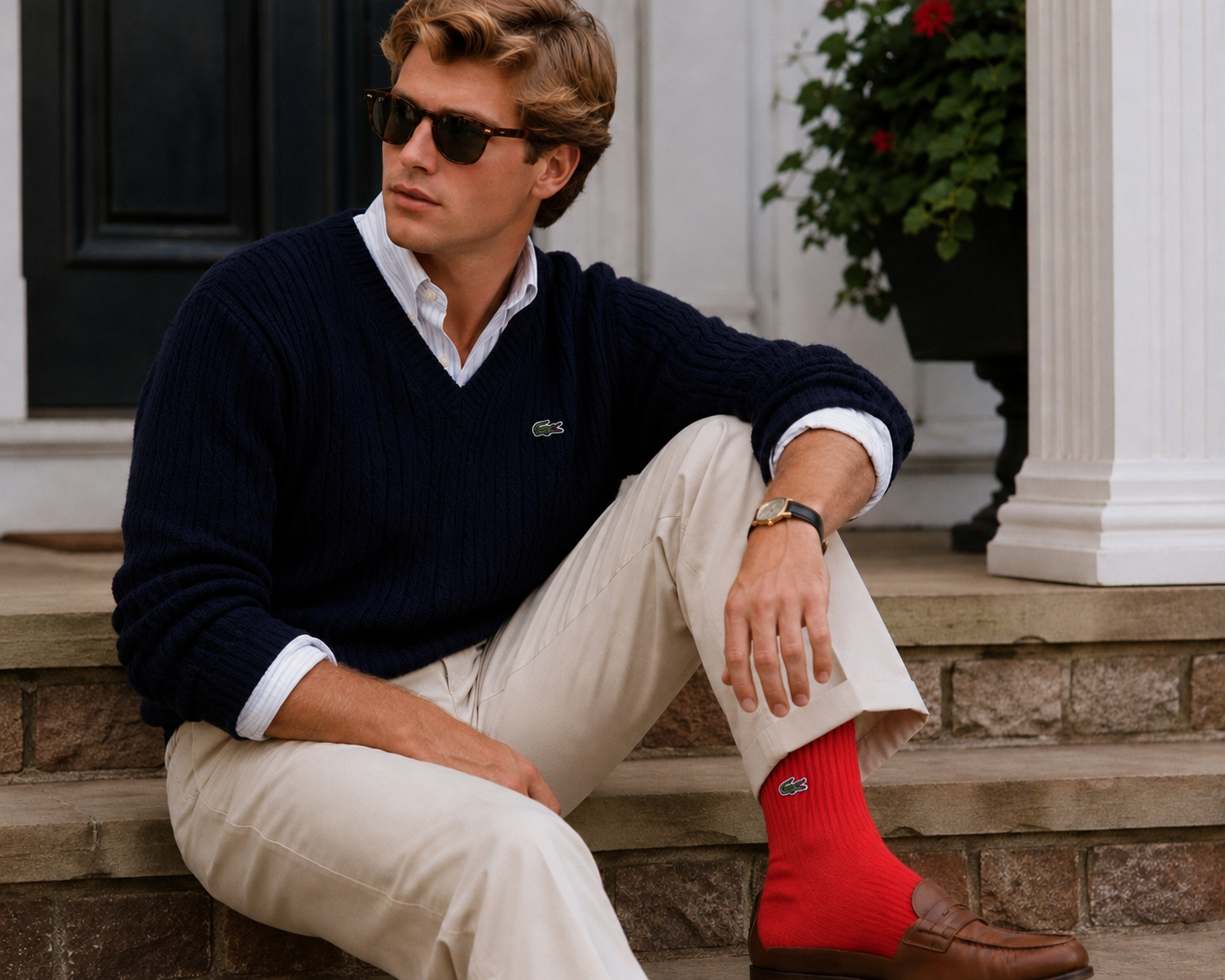 "Izod Lacoste c1980s Red Sport Socks" Sz: 10-13 (NWT)