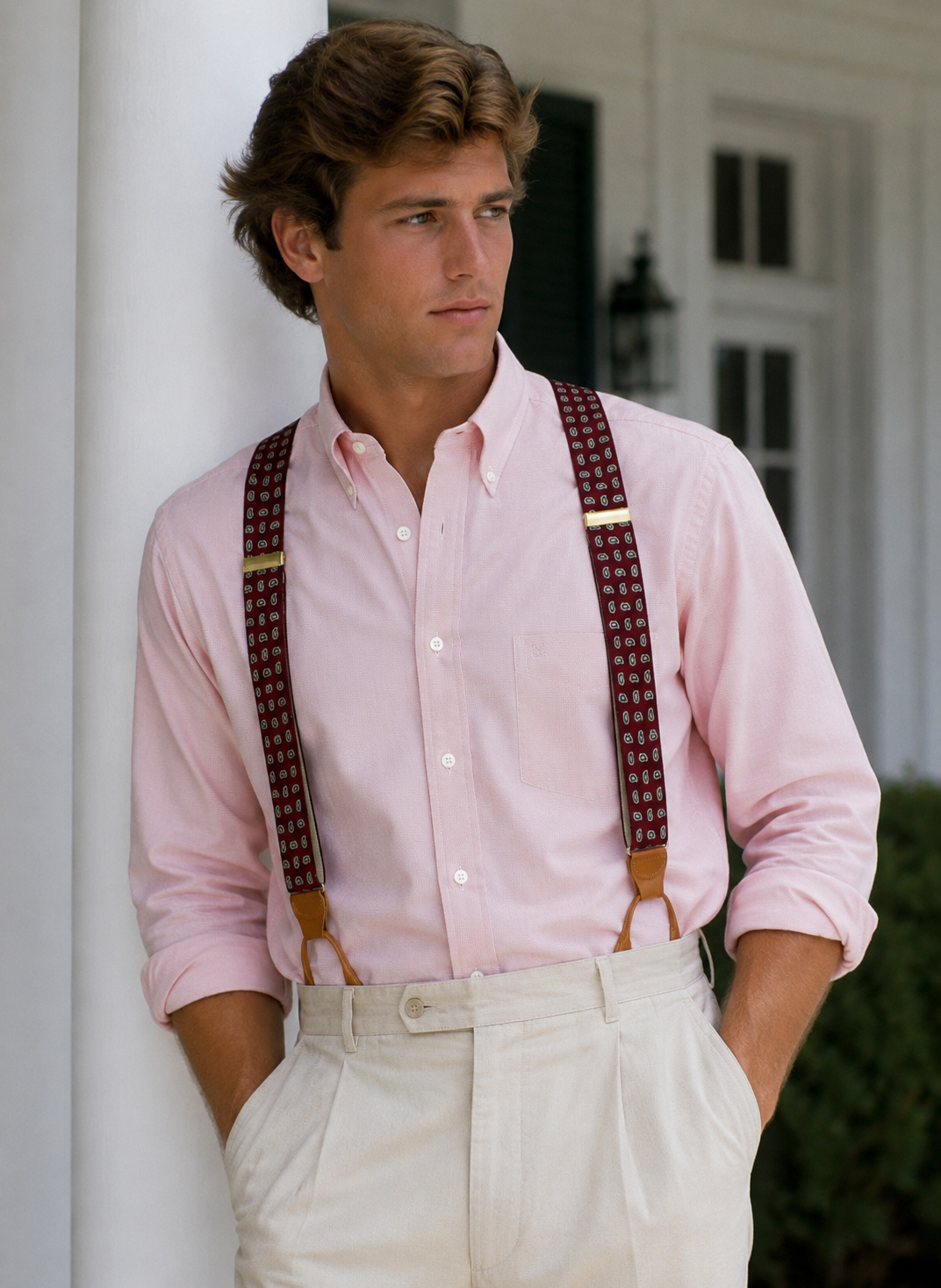 "Polo Ralph Lauren Burgundy Foulard Silk Braces"