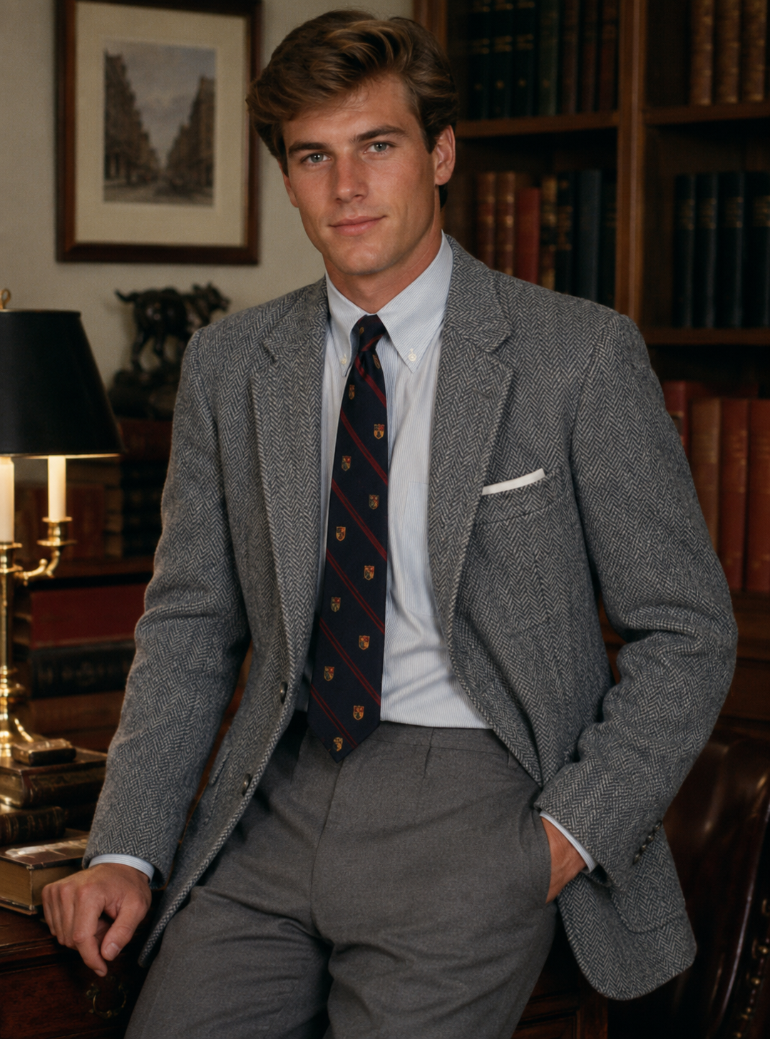 Ben Silver Charleston Blue Grey Herringbone Harris Tweed Sport Coat Sz 43R