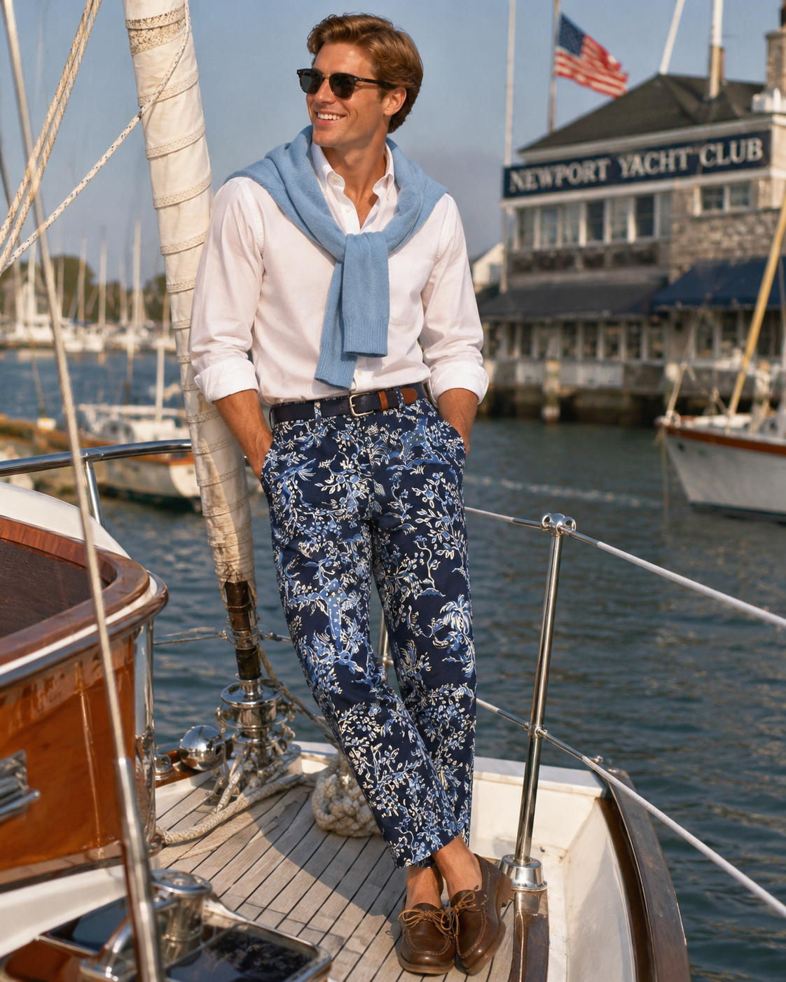 "Lilly Pulitzer Men's Stuff Navy w/ Blue Giraffe Tropical Print Cotton Twill Mizner Pant" Sz 40 (NWOT)