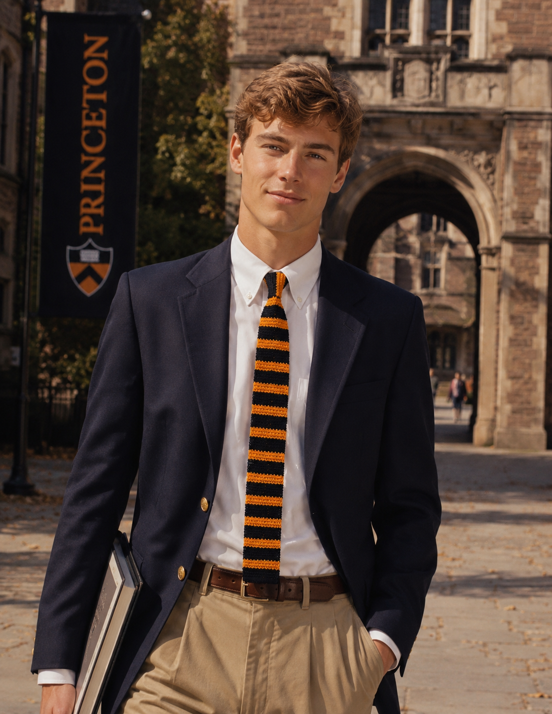Chipp x Princeton Orange/ Black Stripe Italian Grenadine Silk Tie