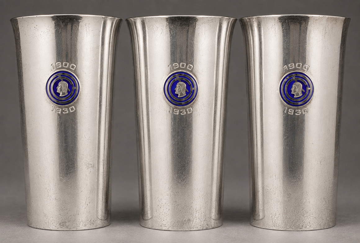 Set x 3 Sterling Silver 1930 Polo Beakers