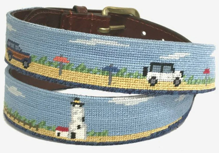 "Murray’s Toggery Shop x S&B Great Point Jeeps Needlepoint Belt" Sz 36