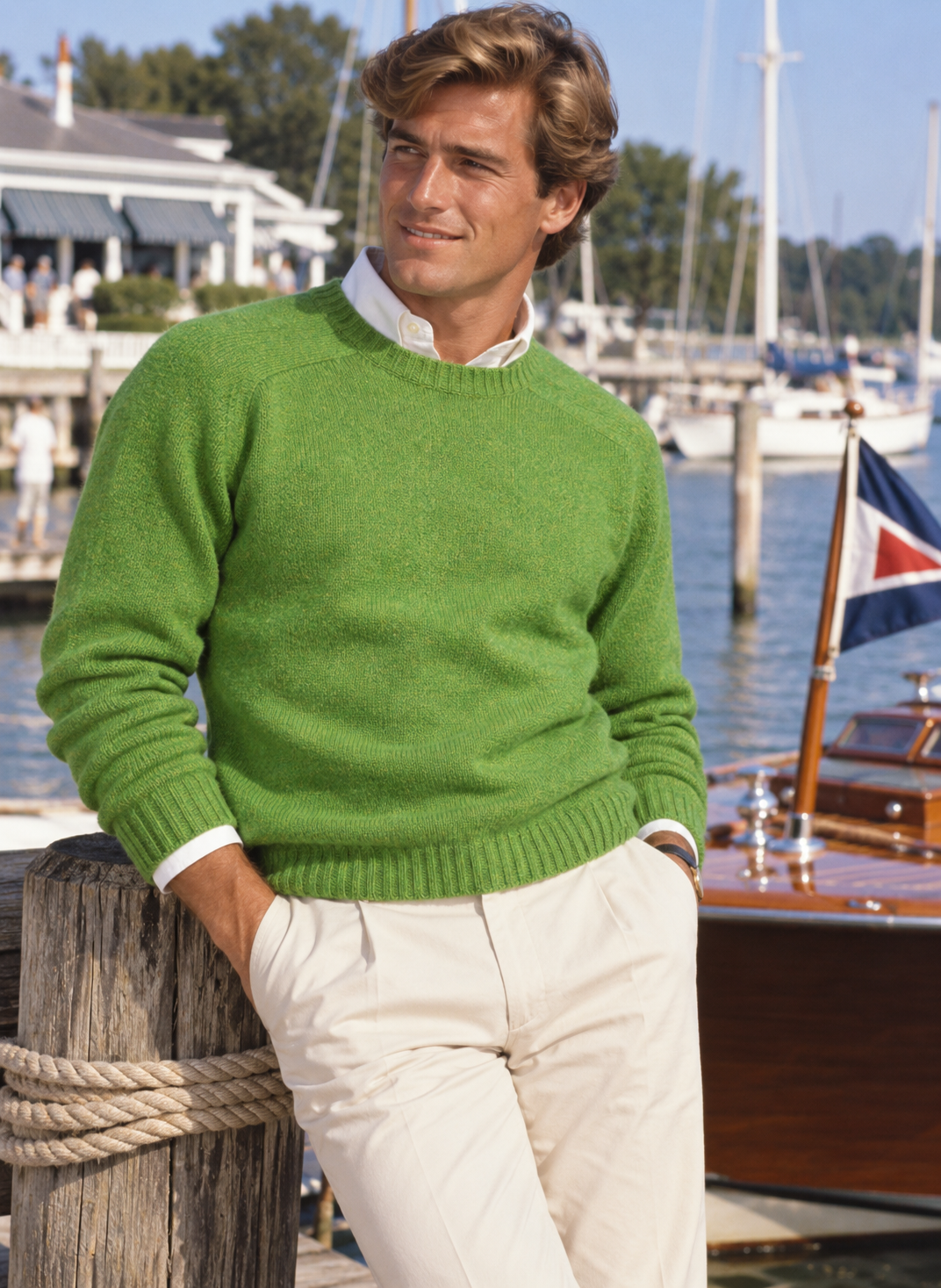 "Harley Of Scotland Garden Leaf Shaggy Dog Shetland Crewneck Sweater" Sz L (NWT)