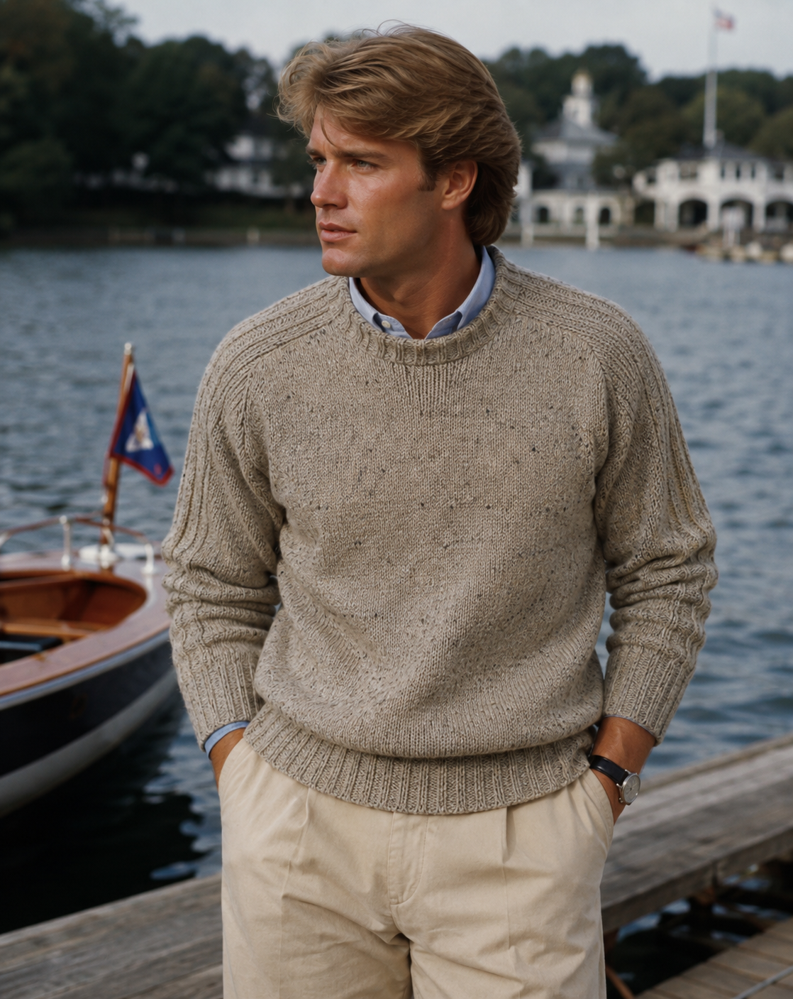 "O'Connell's Heavy Chunky Merino Wool Donegal Tweed Sweater - Oatmeal" Sz 40 (LNWOT)