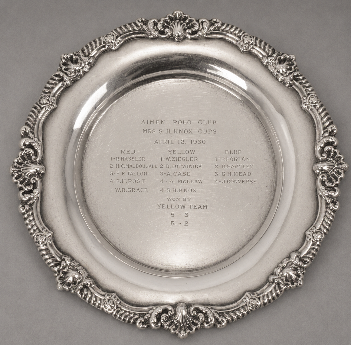"Aiken Polo Club/ Mrs S.H. Knox Cups April 12, 1930 Trophy" (SOLD)