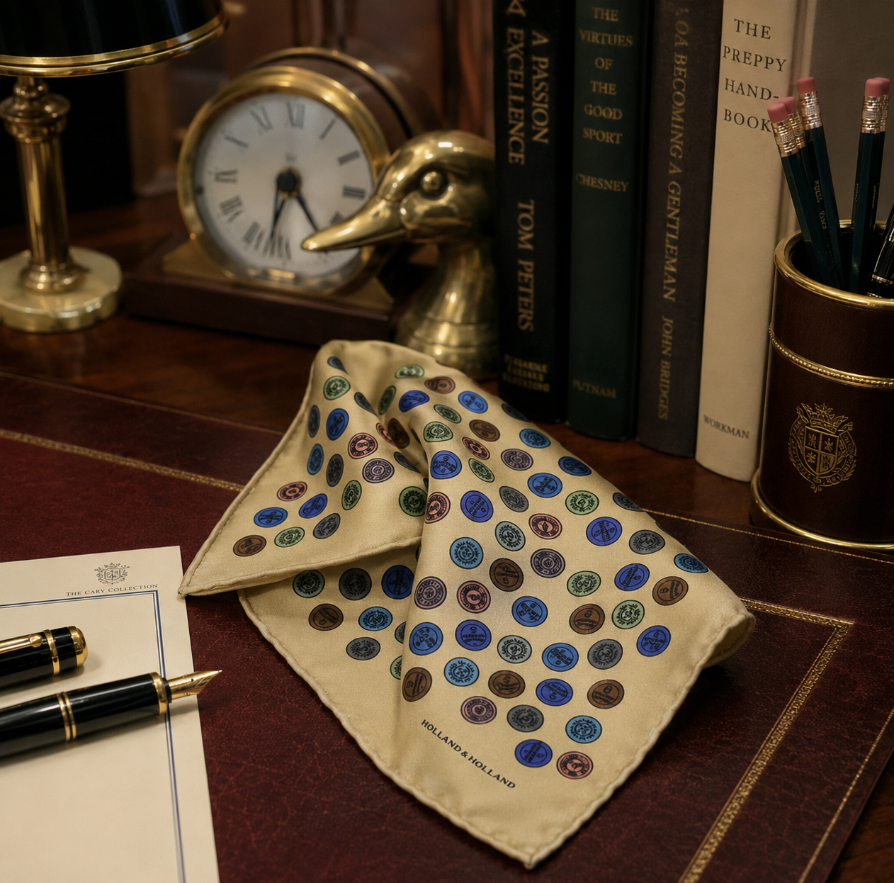 Holland & Holland x Drake's London Shot Shell English Bronze Silk Pocket Square (NWOT)