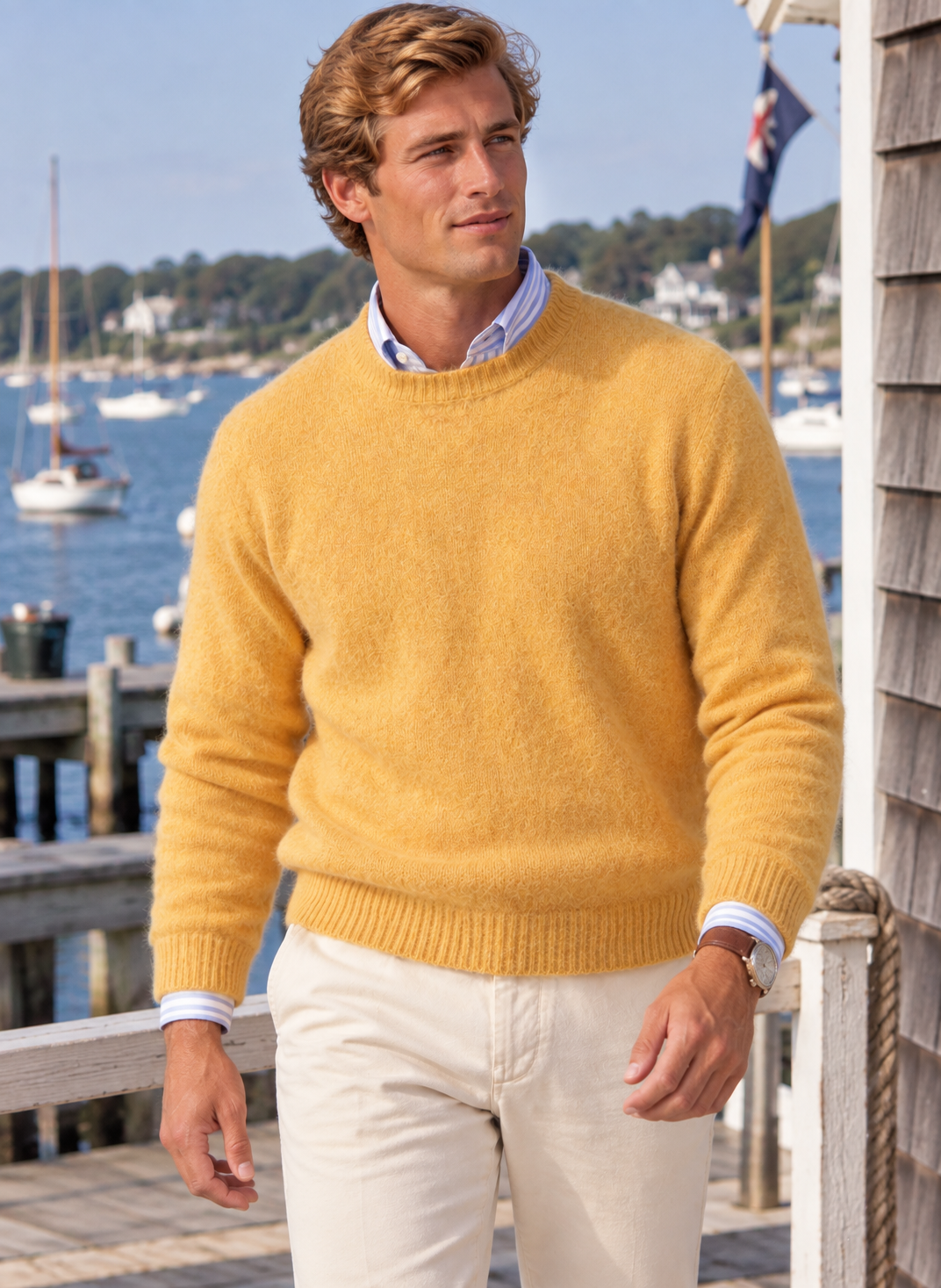"The Andover Shop Shetland Shaggy Dog Tangerine Wool Crewneck Sweater Made In Scotland" Sz L (NWT) (SOLD)