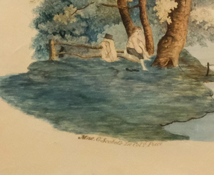 English 19th Century Arcadian Landscape Watercolour By G. Scobel