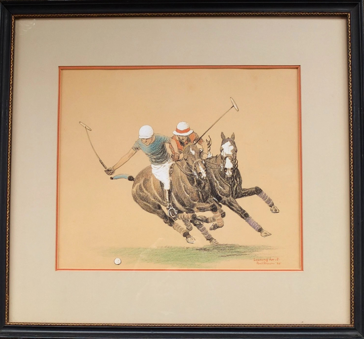 "Leaning For It" 1925 Conte Crayon & Gouache by Paul Brown