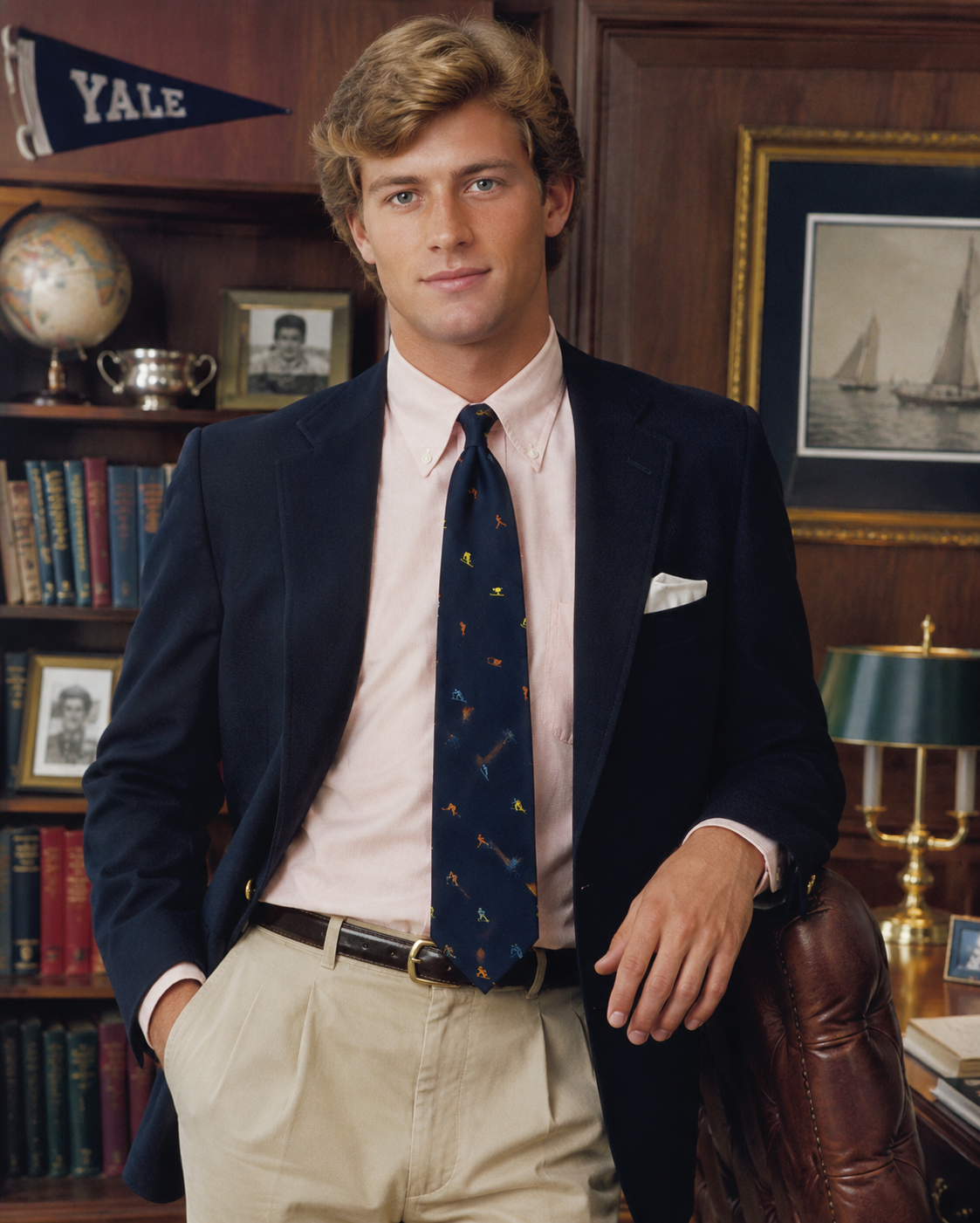 "Chipp Navy Winter Sports Theme Poly Club Tie"