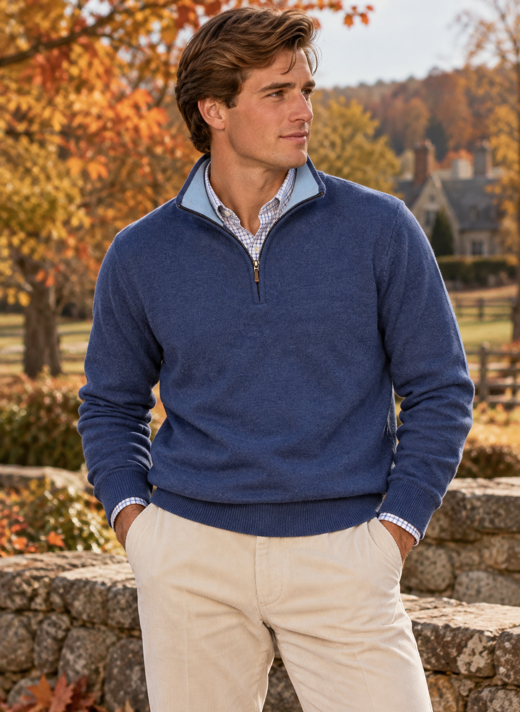 "O'Connell's Cotton Knit Zip Mock Sweater- Dark Denim Marl" Sz XXL (LNWOT)
