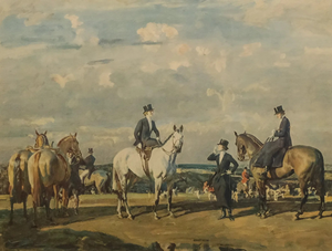 "Why Weren't You Out Yesterday?" Chromolithograph By Sir Alfred Munnings