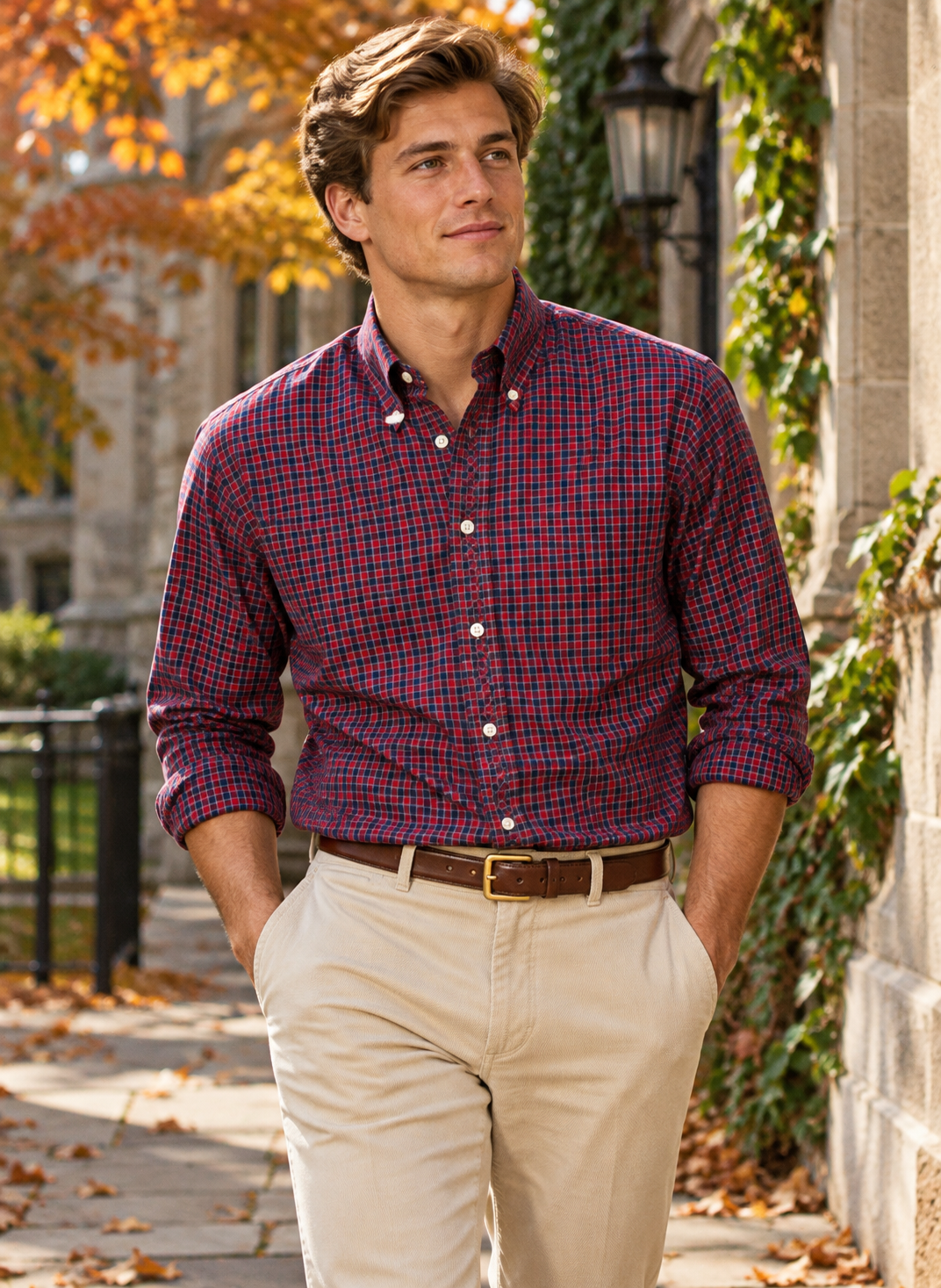 Brooks Brothers Burgundy/ Navy Tartan Plaid Broadcloth B/D Shirt Sz 15 1/2-R (NWT)