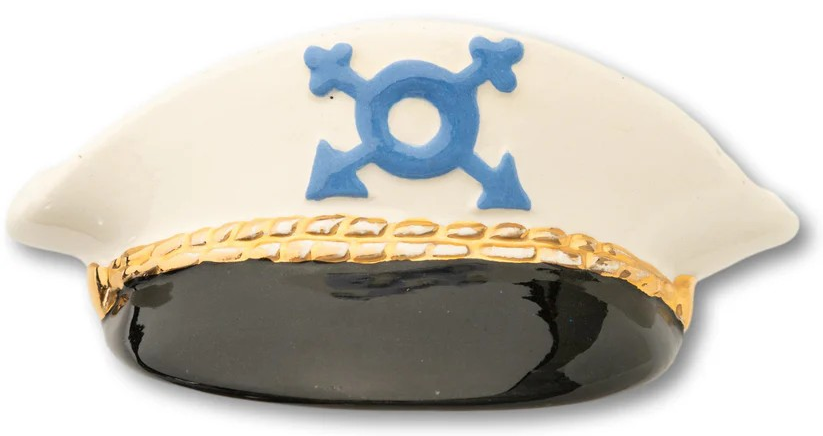"Yachtsman's Cap Glazed Ceramic Ashtray"