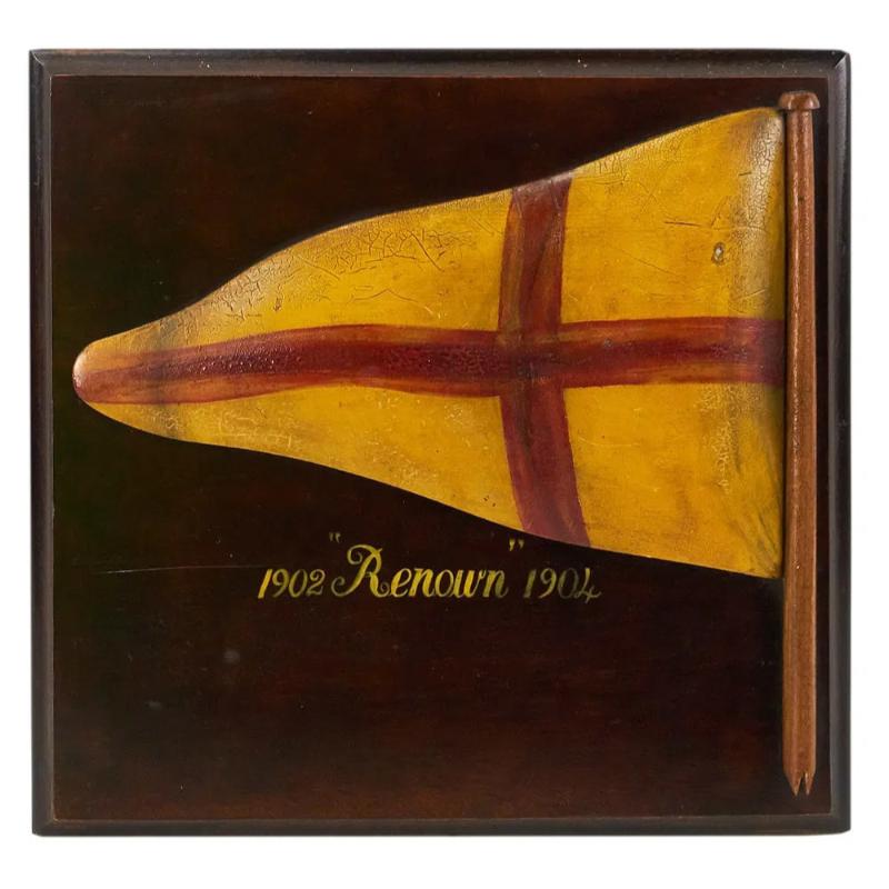 1902 "Renown" 1904 Burgee Flag Plaque Provenance: The Susie Hilfiger Collection